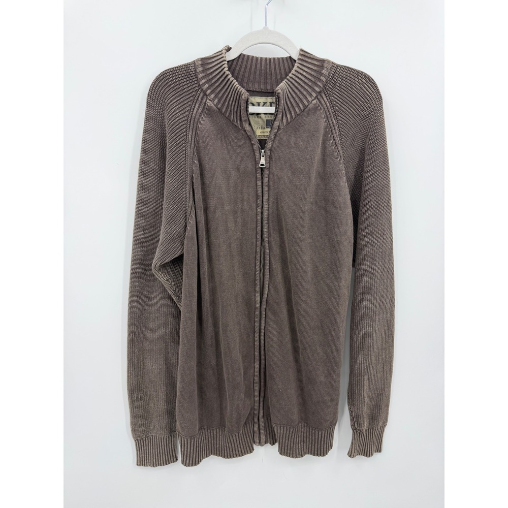 BKE Athletic Fit Full Zip Sweater Mens XXL Brown Ribbed Cotton Mock Neck B5005